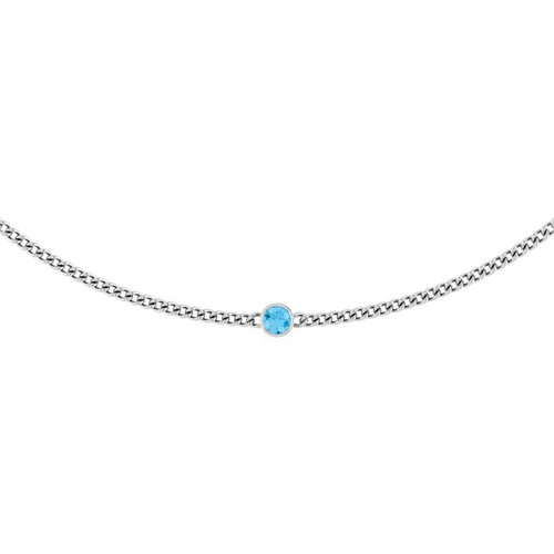 14K White Natural Swiss Blue Topaz 16" Necklace