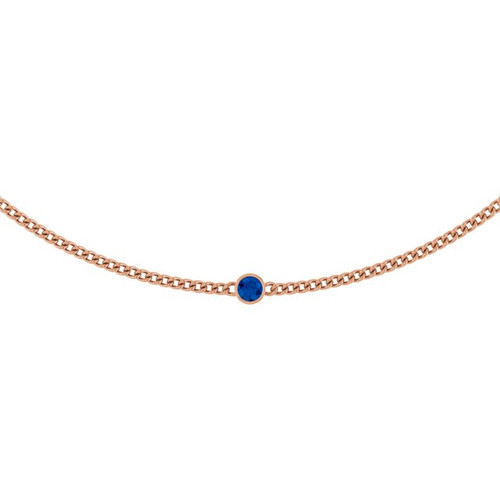 14K Rose Lab-Grown Blue Sapphire 16" Necklace