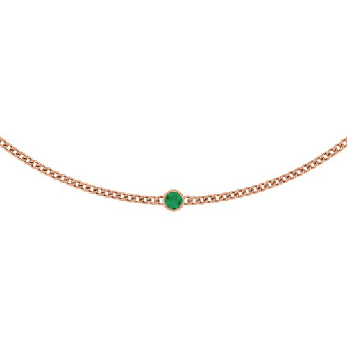 14K Rose Lab-Grown Emerald 16" Necklace