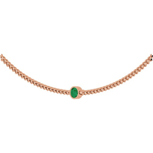 14K Rose Lab-Grown Emerald 16" Necklace