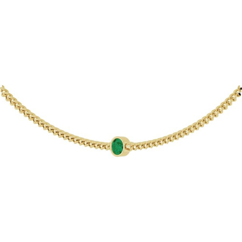 14K Yellow Lab-Grown Emerald 16" Necklace