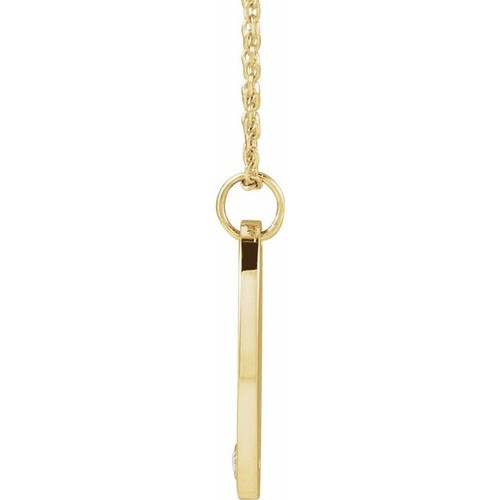 14K Yellow .015 CT Natural Diamond Engravable 16-18" Necklace