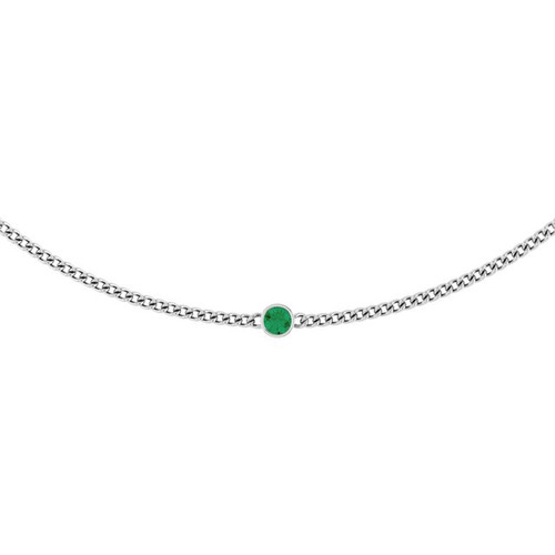 14K White Lab-Grown Emerald 16" Necklace