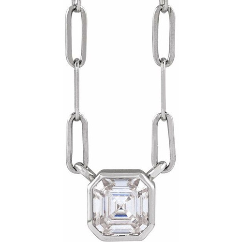 14K White Lab-Grown Moissanite 16" Necklace