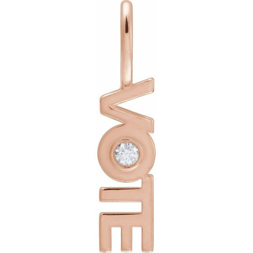 14K Rose .03 CT Natural Diamond Vote Charm/Pendant