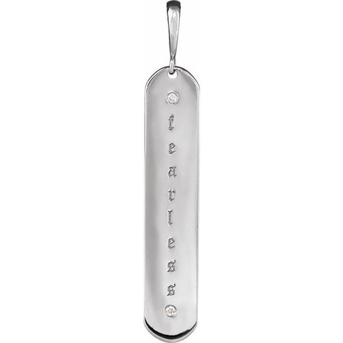 14K White .0075 CTW Natural Diamond Engravable Bar Pendant Mounting