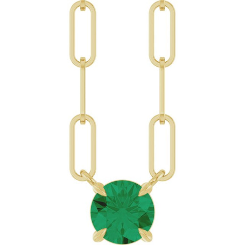 14K Yellow Lab-Grown Emerald 18" Necklace