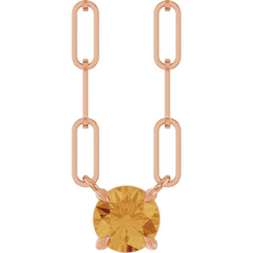 14K Rose Natural Citrine 18" Necklace