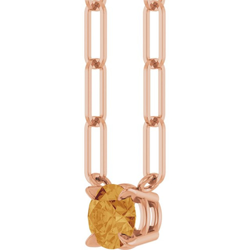 14K Rose Natural Citrine 18" Necklace
