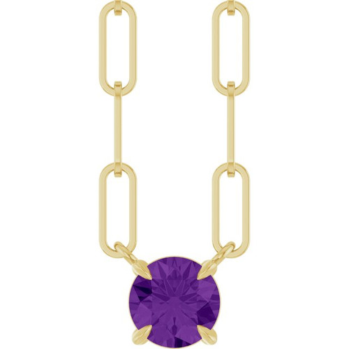 14K Yellow Natural Amethyst 16" Necklace