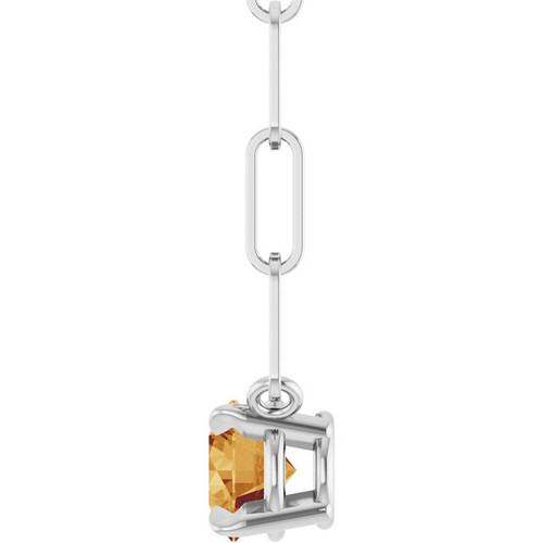 14K White Natural Citrine 16" Necklace