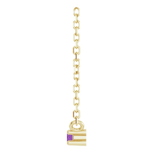 14K Yellow Natural Amethyst Bar 16" Necklace