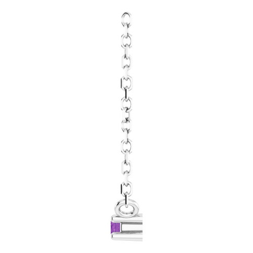 Platinum Natural Amethyst Bar 16" Necklace
