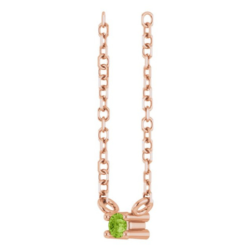14K Rose Natural Peridot Bar 16" Necklace