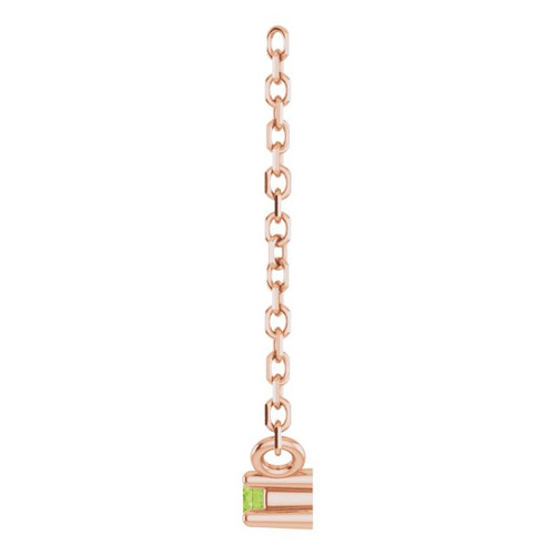 14K Rose Natural Peridot Bar 16" Necklace