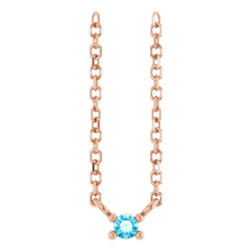 14K Rose Natural Aquamarine Bar 16" Necklace