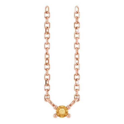 14K Rose Natural Citrine Bar 16" Necklace