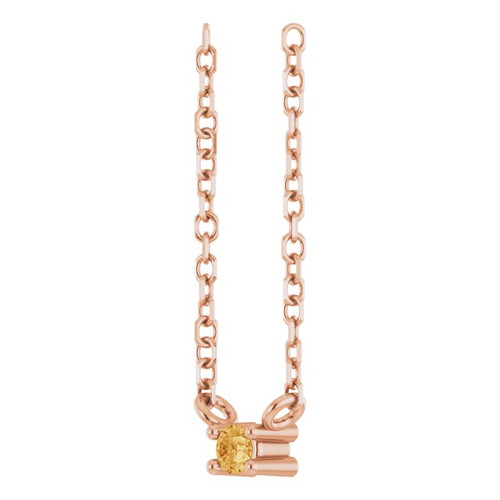 14K Rose Natural Citrine Bar 16" Necklace