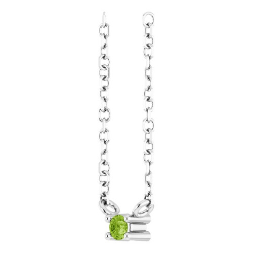 Platinum Natural Peridot Bar 16" Necklace