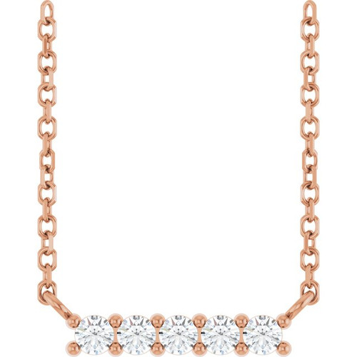 14K Rose Natural White Sapphire Bar 16" Necklace