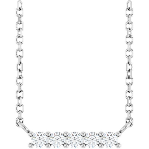 14K White Natural White Sapphire Bar 16" Necklace