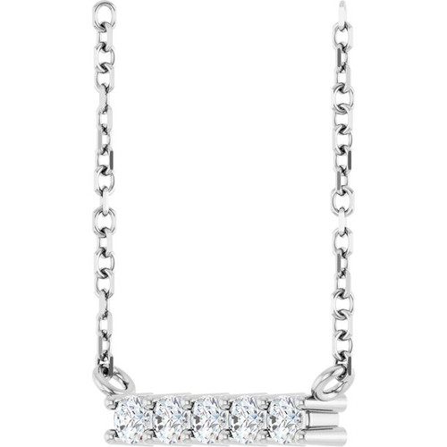 14K White Natural White Sapphire Bar 16" Necklace