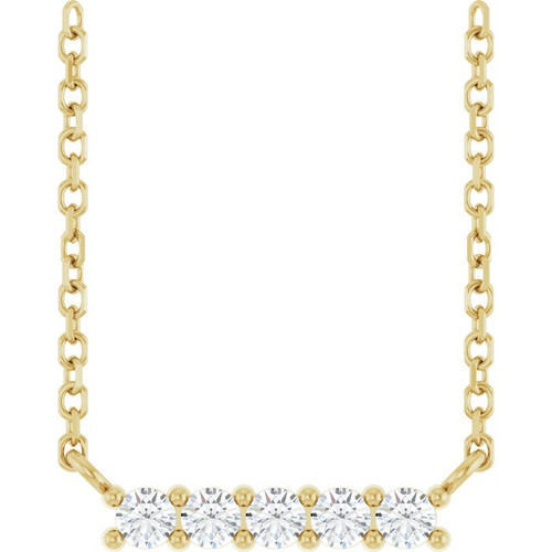14K Yellow Natural White Sapphire Bar 16" Necklace