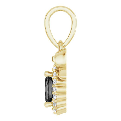 14K Yellow Natural Black Onyx & .04 CTW Natural Diamond Bow Pendant