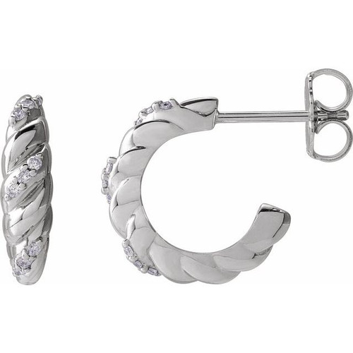 Platinum .07 CTW Natural Diamond 14 mm Hoop Earrings