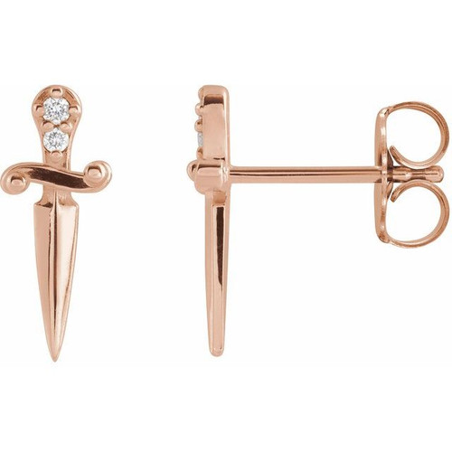 14K Rose .025 CTW Natural Diamond Dagger Earrings