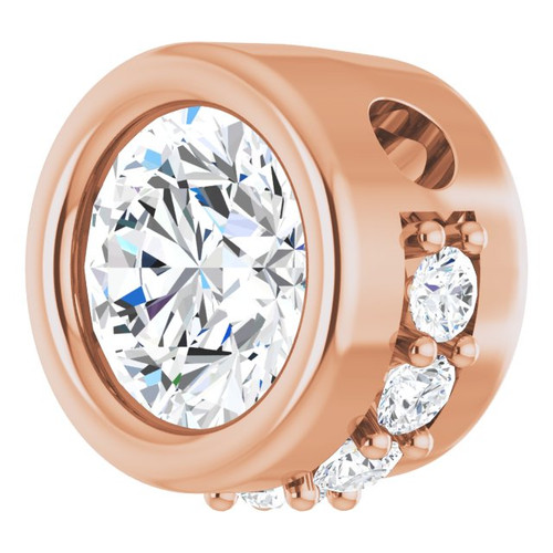 14K Rose Natural White Sapphire & 1/10 CTW Natural Diamond Pendant