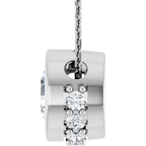 14K White Natural White Sapphire & 1/10 CTW Natural Diamond 18" Necklace