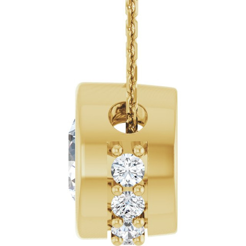 14K Yellow Natural White Sapphire & 1/10 CTW Natural Diamond 18" Necklace