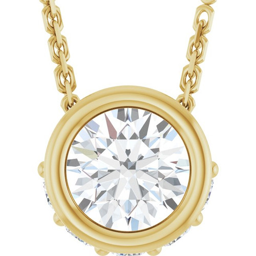 14K Yellow 1/4 CTW Natural Diamond Hidden Halo 18" Necklace