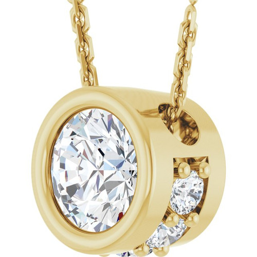 14K Yellow 1/4 CTW Natural Diamond Hidden Halo 18" Necklace