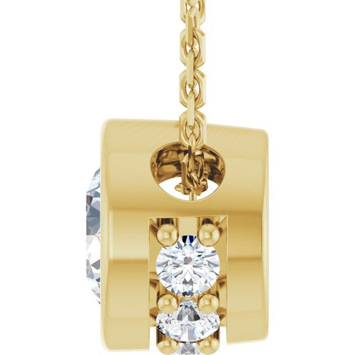 14K Yellow Natural White Sapphire & .07 CTW Natural Diamond 18" Necklace