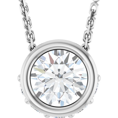 14K White 1/4 CTW Natural Diamond Hidden Halo 18" Necklace