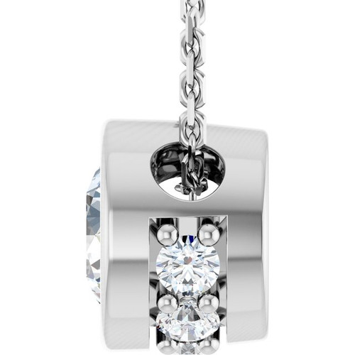 14K White 1/4 CTW Natural Diamond Hidden Halo 18" Necklace