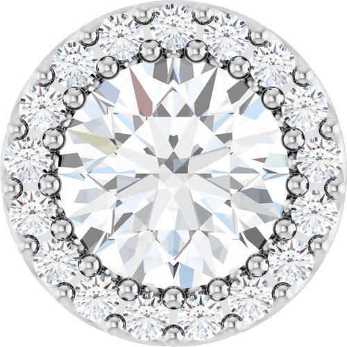 Platinum Natural White Sapphire & 1/8 CT Natural Diamond Halo-Style Pendant