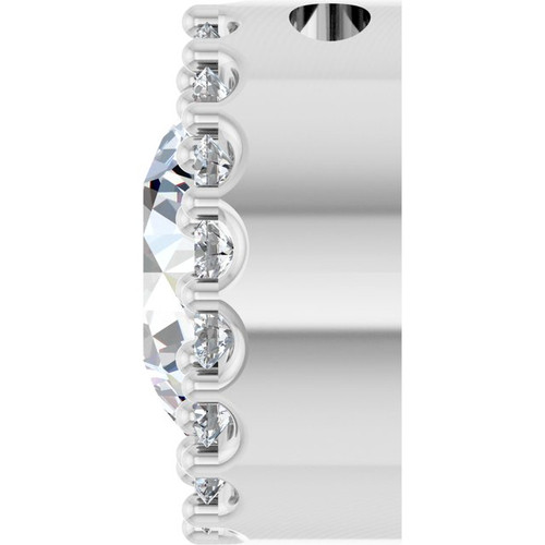 Platinum Natural White Sapphire & 1/8 CT Natural Diamond Halo-Style Pendant