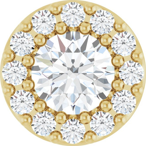 14K Yellow Natural White Sapphire & .08 CT Natural Diamond Halo-Style Pendant