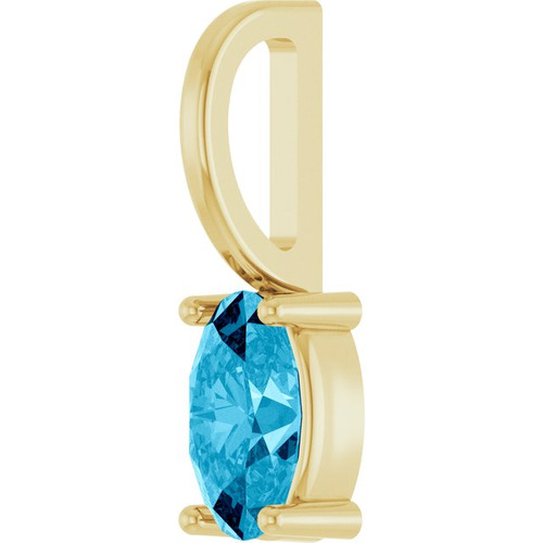 14K Yellow 5x3 mm Natural Aquamarine Charm/Pendant
