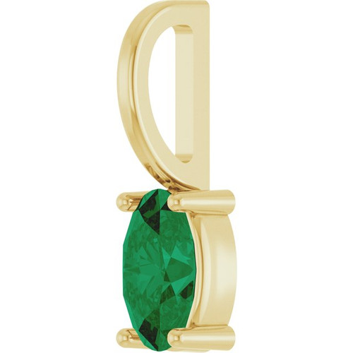 14K Yellow 5x3 mm Natural Emerald Charm/Pendant