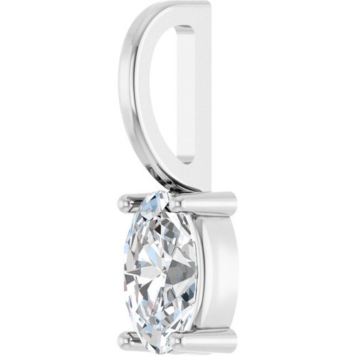 Platinum 5x3 mm Natural White Sapphire Charm/Pendant