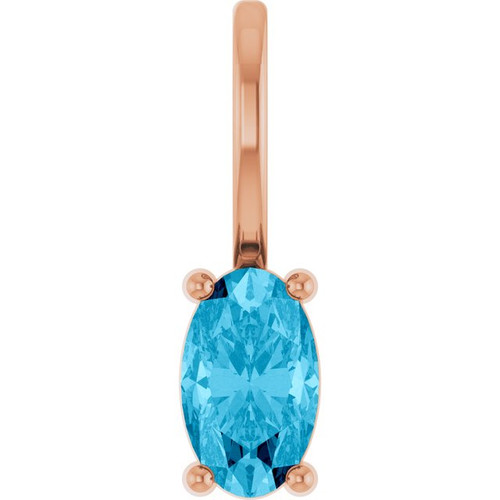 14K Rose 5x3 mm Natural Aquamarine Charm/Pendant