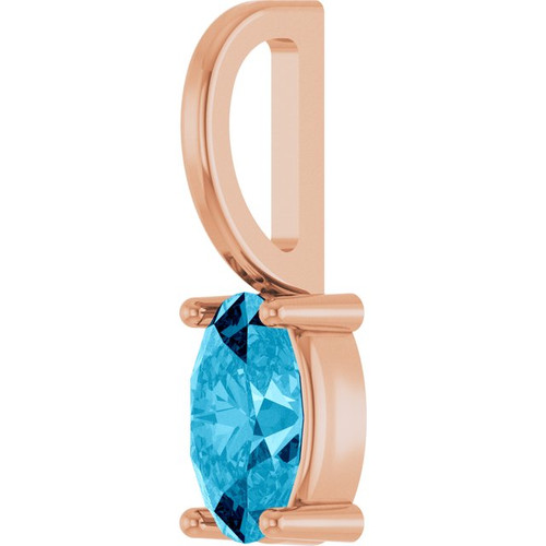 14K Rose 5x3 mm Natural Aquamarine Charm/Pendant