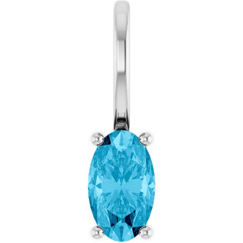 Platinum 5x3 mm Natural Aquamarine Charm/Pendant