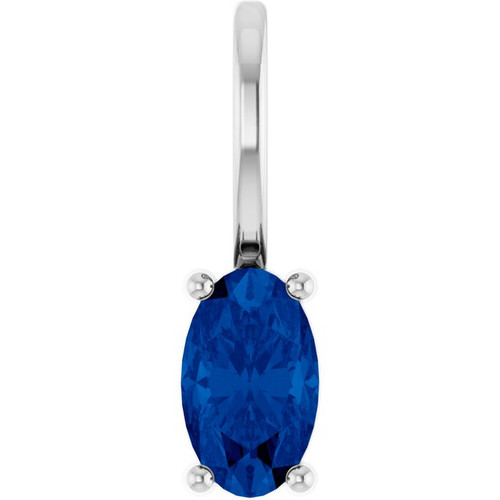 Platinum 5x3 mm Lab-Grown Blue Sapphire Charm/Pendant