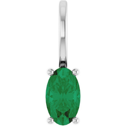 Platinum 5x3 mm Natural Emerald Charm/Pendant