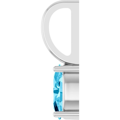 Sterling Silver 6x4 mm Natural Aquamarine Charm/Pendant